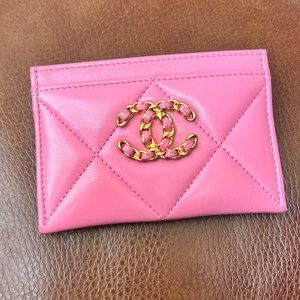 Chanel 19 lamb skin card holder